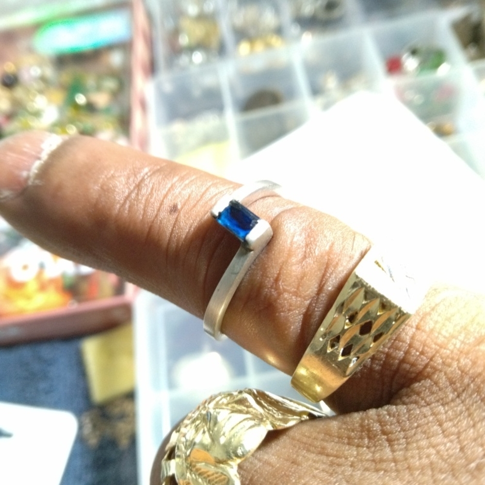 Stunning Silver Ring with Blue Accent